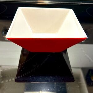 CB2 Red/White Square Salad/Cereal/Dessert Bowls